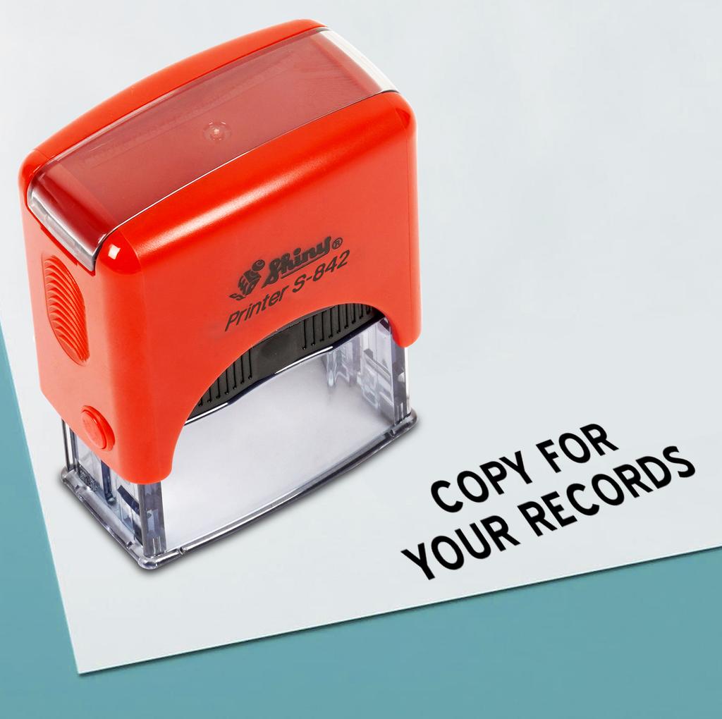 Printtoo Copy For Your Records Self Inking Rubber Stamp Pre,Inked Office Stamp, Home Office Business Stationery, 38 x 14 mm,