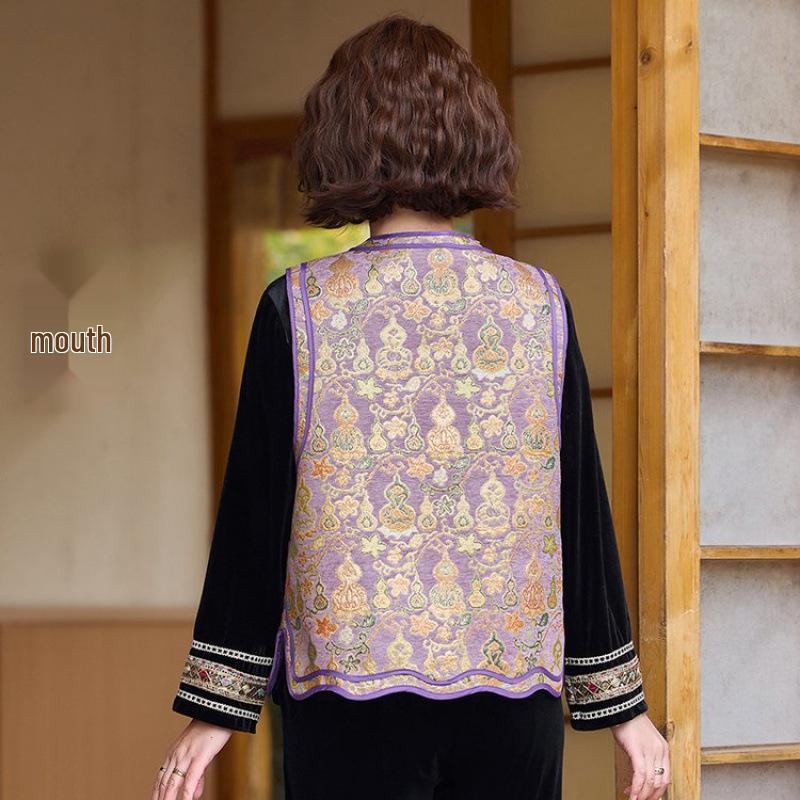 2026 Spring & Autumn Wide-Leg Pants Set for Middle-Aged Women: New Chinese National Style Jacket & Top