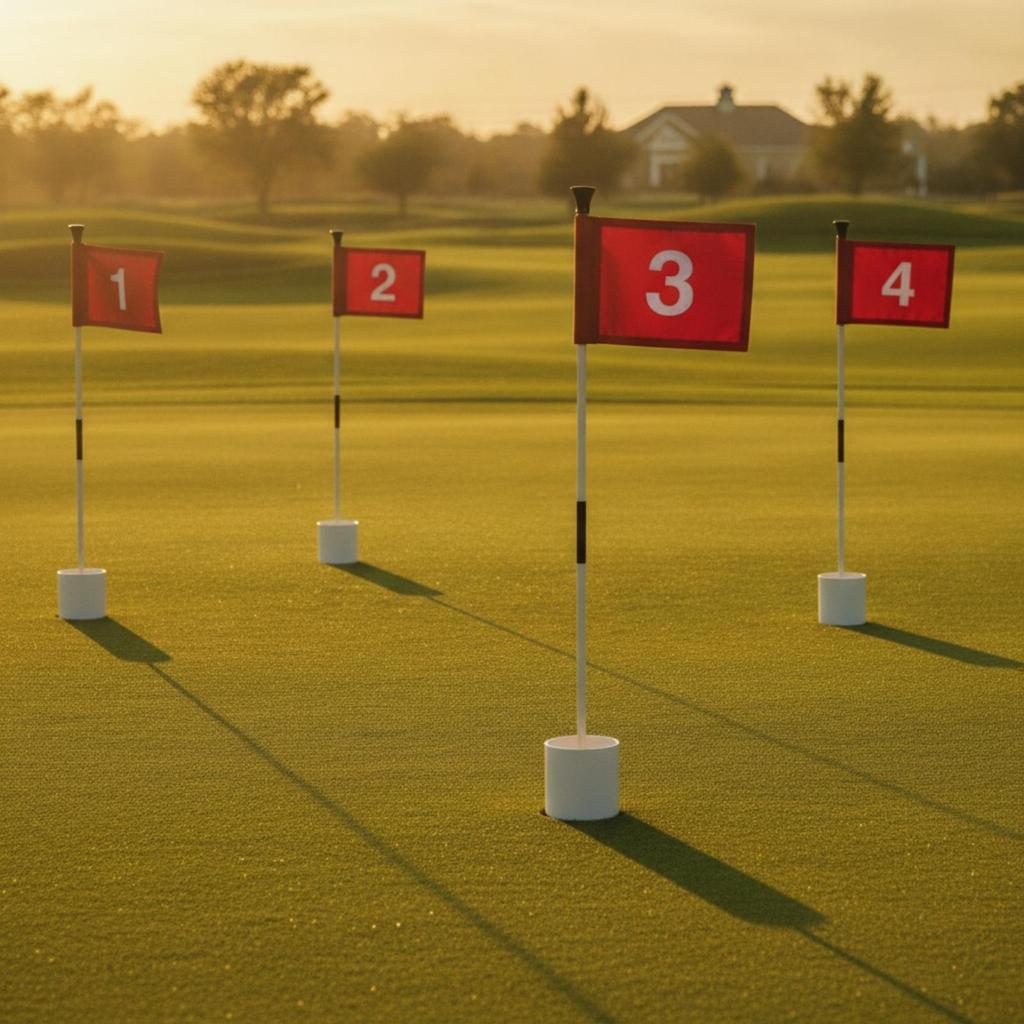 4 Pieces Practice Flagstick with Cup Numbered Golf Fiberglass