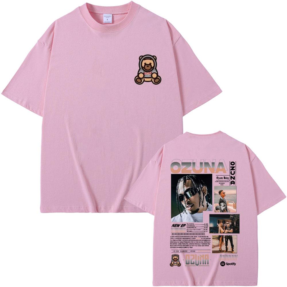 Rapper Ozuna Double Sided Print T-shirt Anuel AA Streetwear Men Women Hip Hop Oversized T-shirts Men's Fashion Vintage T Shirts