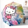 1pc Hello Kitty Floral Background Umbrella with Plastic Handle,Suitable for All Seasons Home Travel Outdoor UmbrellaSanlio032