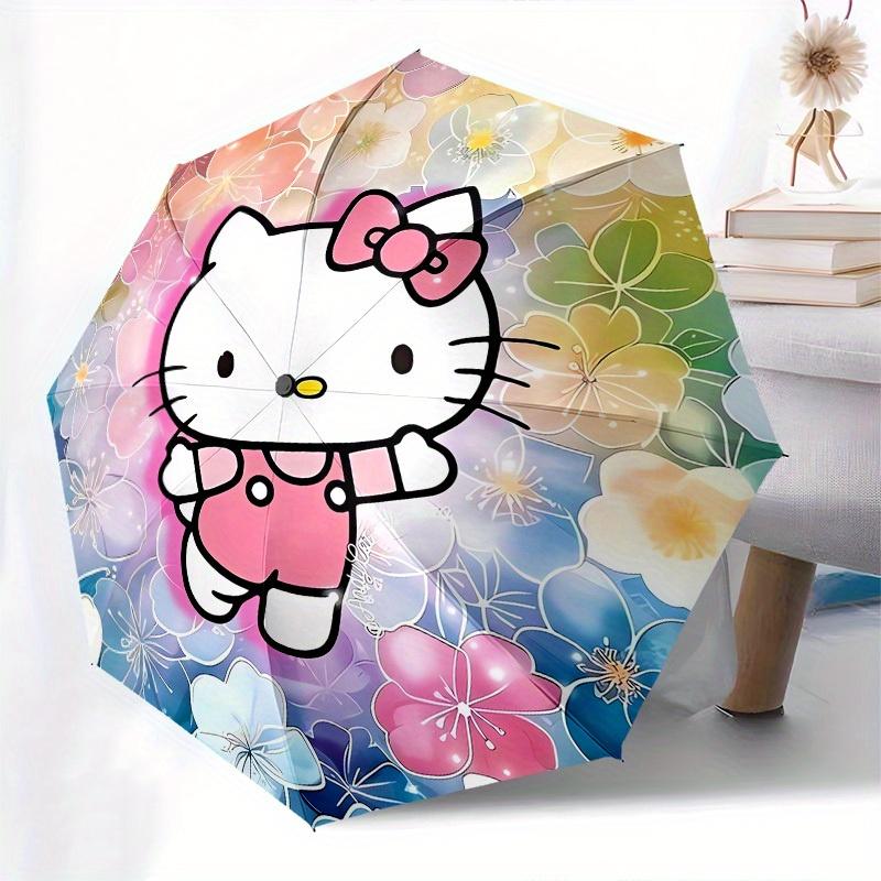 1pc Hello Kitty Floral Background Umbrella with Plastic Handle,Suitable for All Seasons Home Travel Outdoor UmbrellaSanlio032