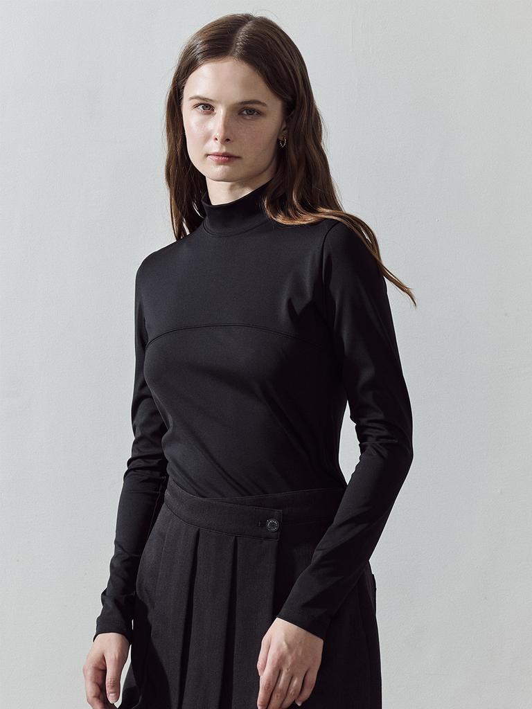 LORDLOAR Slim Soft Turtleneck T-Shirt Black