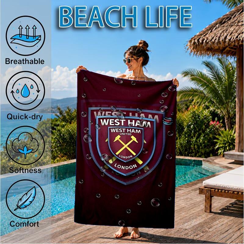West Football Printed Microfiber Beach Towel, Soft And Absorbent, Quick-Dry, Ideal for Summer Travel, Beach Essential, Swimming Pool