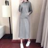 Women Autumn Winter Dress Fashion O-Neck Hoodie Long Sleeve Pure Color Loose Casual Ladies Dress