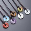 Peace Buckle Necklace Natural Stone Crystal Agates Doughnut Pendant For Girls Women Birthday Gift Chain 32CM