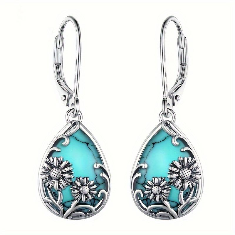 Gorgeous Silver Color Water Drop Earrings Inlaid Natural Stone Dangle Earrings for Women Bridal Engagement Wedding Jewelry Gifts