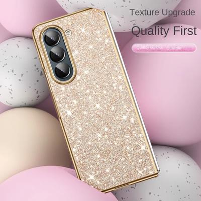 Plating Bling Glitter Phone Case For Samsung Galaxy Z Fold 7 6 5 4 Hard Plastic Shockproof Cover