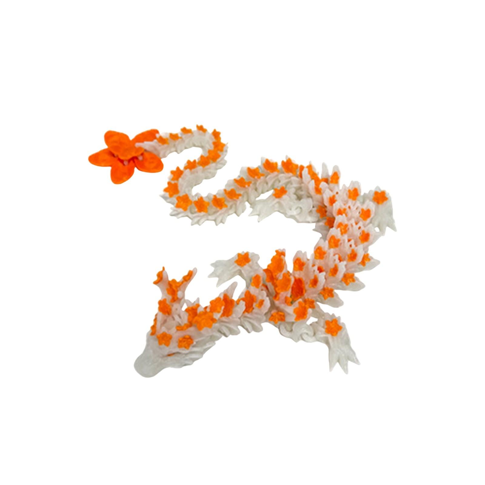 

3D Printed Articulated Dragon Toy Flexible, Detailed Design with Unique Red Accents Perfect for Collectors & Enthusiasts One Size оранжевый