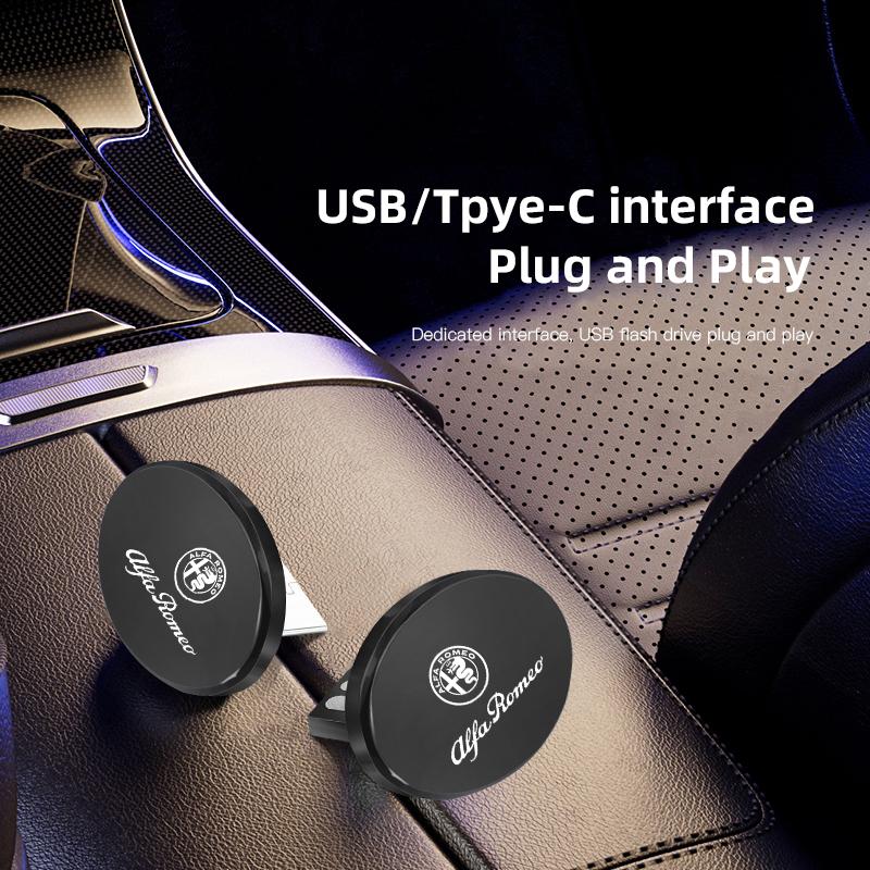 2026 Horké Alfa Romeo 1ks Logo auta Malý USB flash disk Univerzální USB Type-C Příslušenství Pro Alfa Romeo 4C 159 166 Spider Giu