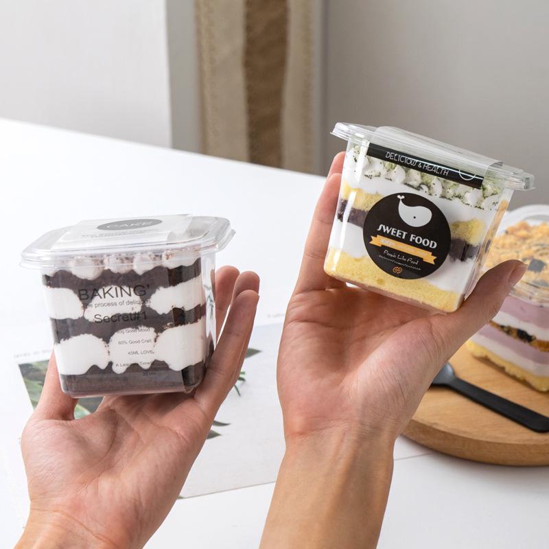 Square Mousse Soy Milk Cake Box: Wooden Cup Packaging for Tiramisu and Dessert Baking