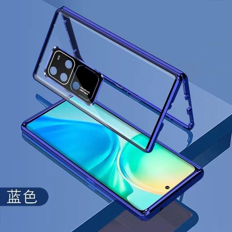 360 Full Case For Vivo V30 Pro 5G Case Double Sided Magnetic Adsorption Metal Tempering Glass Protection Phone Cover Bumper