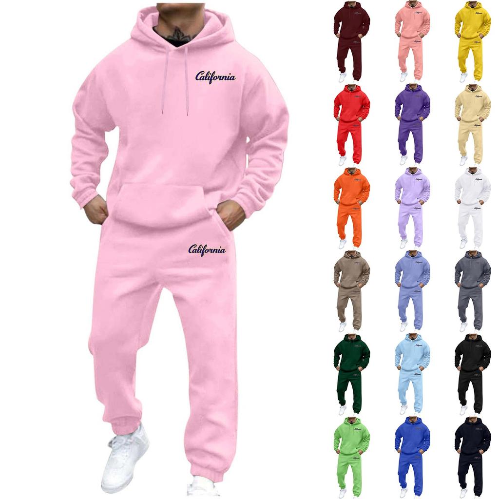 Men's And Women's Street Velvet Hooded Printed Sweatshirt Hoodie Trousers Suit