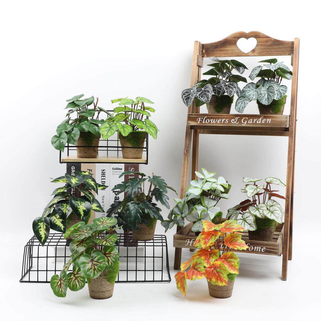 Exquisite Plastic Bonsai Set For Home And Photography Props Eucalyptus Banana Leaf Turtle Back Daisy Hibiscus
