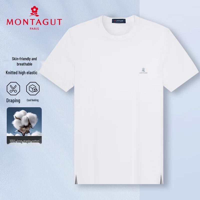 MONTAGUT Men's 100% Cotton Round Neck Short Sleeve T-Shirt