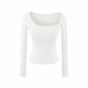 Women's One-Shoulder Long Sleeve Top with Built-in Bra - American Spicy Girl Design, Slim Fit, Autumn