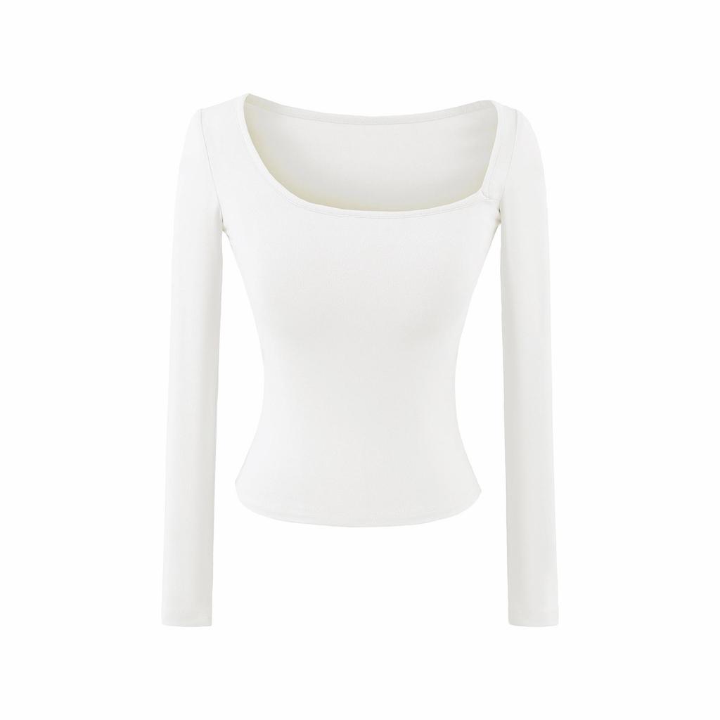 Women's One-Shoulder Long Sleeve Top with Built-in Bra - American Spicy Girl Design, Slim Fit, Autumn