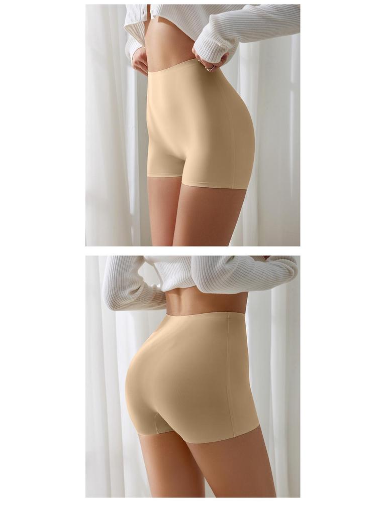 Nahtlose Eis-Seide Damen Zwei-in-Eins Sicherheits-Boxershorts, Atmungsaktive Grundfarbe Anti-Exposition Sommer-Unterhosen