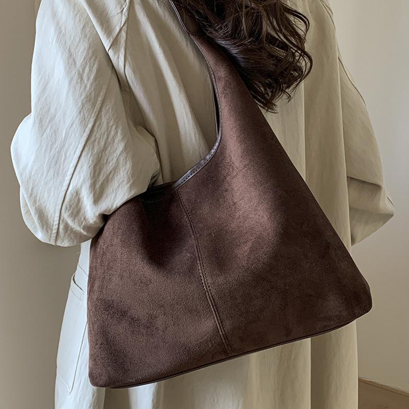 Casual Commuting Large-capacity Suede Bag Women's 2025 New Autumn Shoulder Simple Shoulder Bag Tote Bag