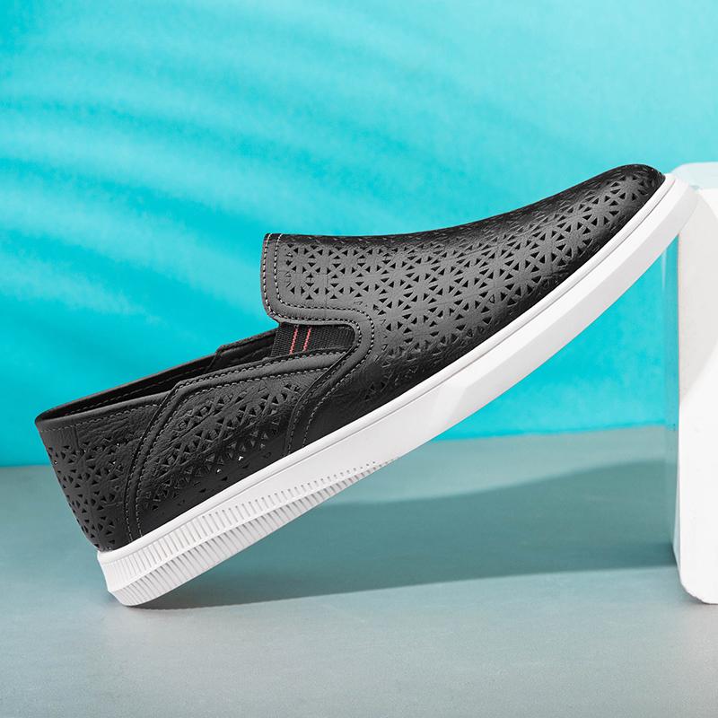 Fashion New Men's Quality Leather Shoes Driving Shoes Men Shoes Genuine Leather Mesh Summer Breathable Man British Style Soft Sole Shoes