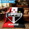 Custom Name Sao Paulo Team Spirit Blanket Lightweight Ideal Bedding Blanket Perfect for Travel, Camping, Living Rooms, Sofas, Christmas gift