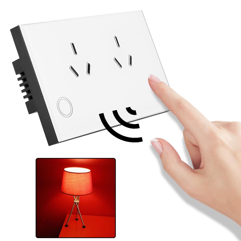 Priză de perete WIFI inteligentă Ieșire de perete din sticlă securizată Priză de alimentare  ( alb)