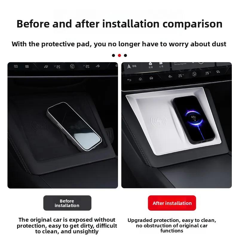 Autocollant de Voiture Pour Tesla Model 3 Y Juniper Highland 2023-2025 Rafraîchi Chargeur Sans Fil Pad en Silicone Console Centrale de Voiture Pad Antidérapant Voiture
