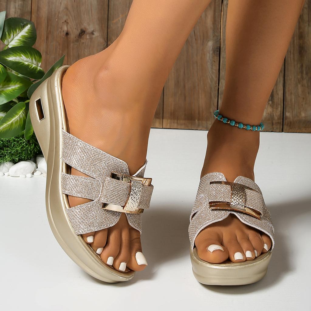 Fashion Women Casual Platform Slippers Summer Fashion Shoes Open Toe Sandals High Heel Comfortable Wedges Slippers Women Slides Women
