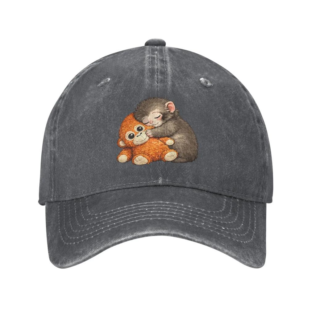 Punch The Monkey Cuddling Stuffed Animal Meme Baseball Cap Sun Hunting Camping Breathable Washed Hip Hop Hats Baseball Caps