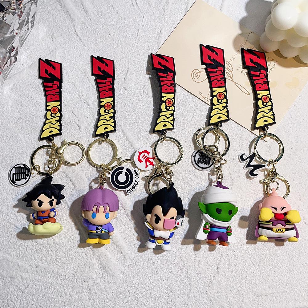 Anime Keychain PVC Cartoon Cartoon Figure Trunks Son Goku Piccolo Buu Vegeta Figures Key Chain Keyring Bag Decor