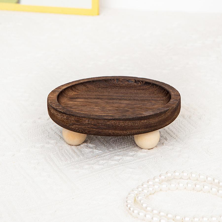 1pc Multi-functional Wooden Tray, Suitable for Aromatherapy, Key Storage, Etc. Elliptical Design