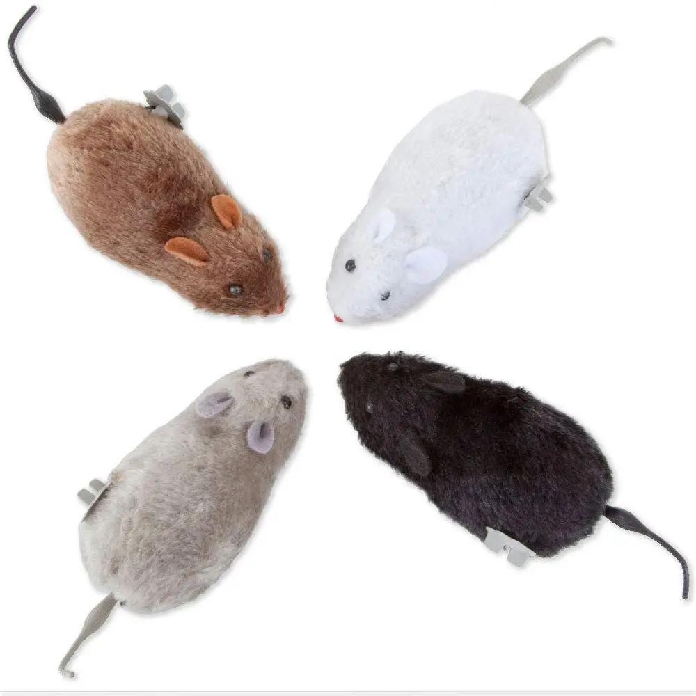 1PC Funny Lifelike Plush Mouse Toy for Cats - Running Rat with Tail, Interactive Pet Toy for Kittens, Dogs, Kids - Random Color