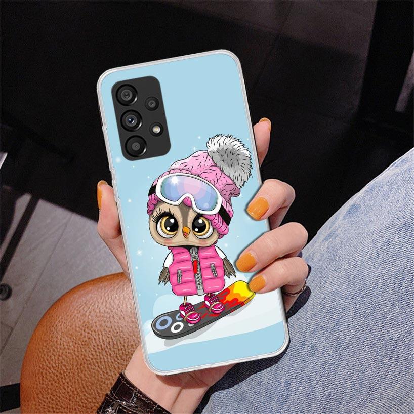 Cute Owl Hearts Lover Phone Case For Samsung Galaxy A17 A16 A15 A14 A13 A57 A56 A55 A54 A53 A37 A36 A35 A34 A33 A26 A25 A24 A23
