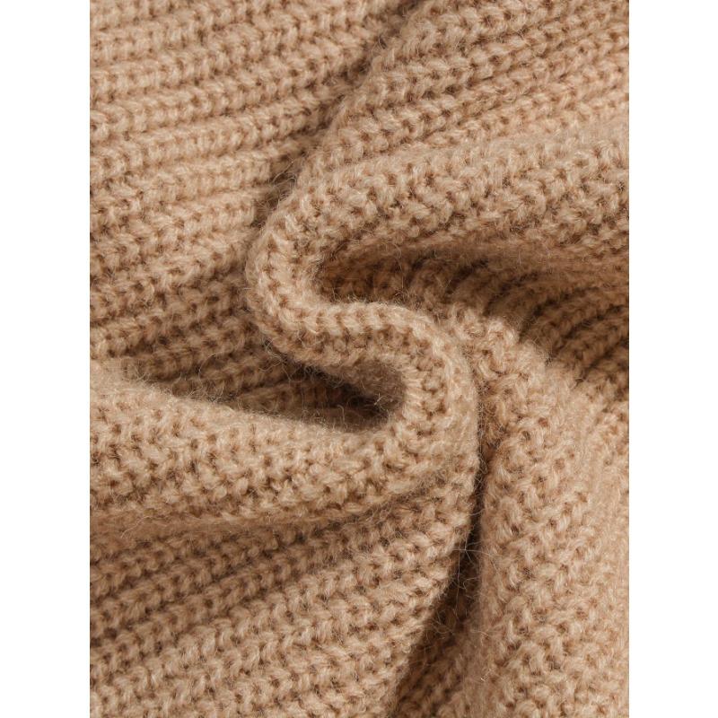 Elegant beige damecardigan med ribbestrikket detalj - Lett luksus, varm og stilig åpen genser for høst og vinter, Høst Vinter Bekledning|Ribbestrikket Cardigan