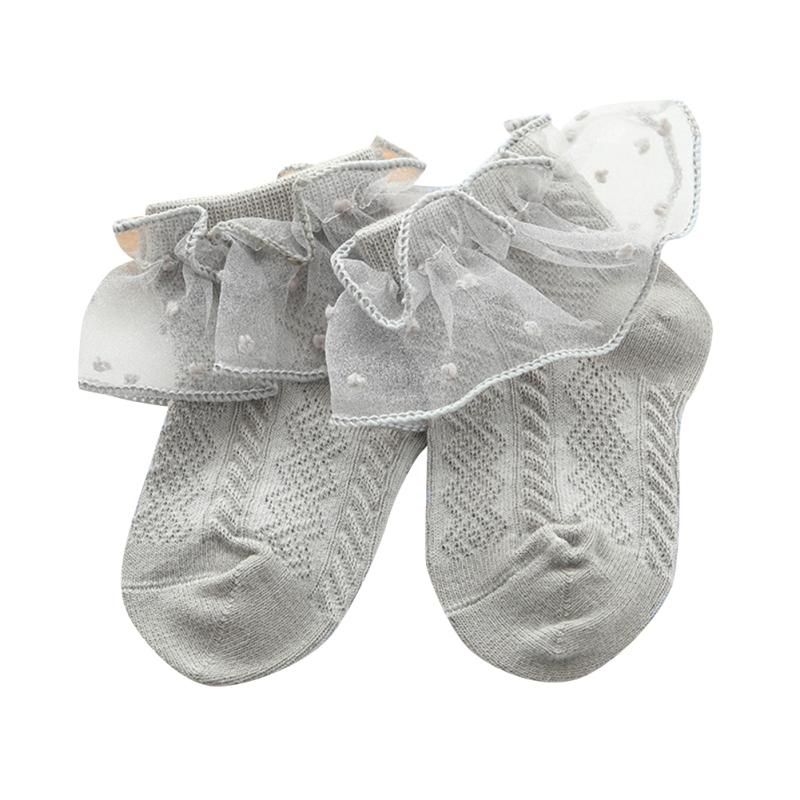 1 Par Flickstrumpor Bomull Jacquardmönster Spets Prinsessstrumpor Barn Dansstrumpor