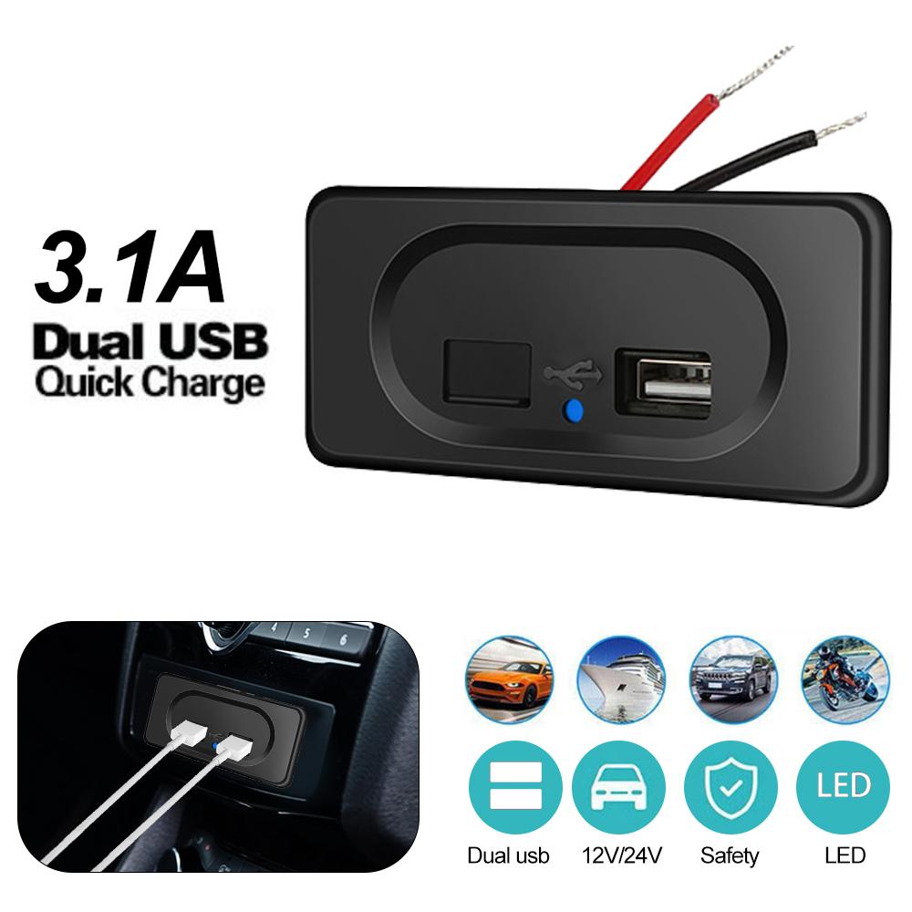 

Двойной USB автомобильный разъем для зарядного устройства 4.8A 3.1A 12V/24V USB зарядное устройство розетка панель адаптер питания панель для грузовика кемпер караван аксессуары