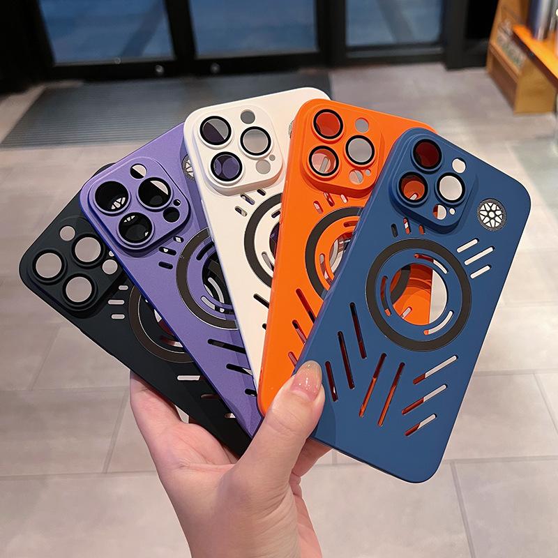 For iPhone 15 Pro Max Luxury Magsafe Magnetic Color PC Frame Phone Case For iPhone 11 12 13 14 Plus Lens Protective Cover
