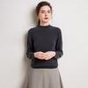Women's 100% Cashmere Half-High Collar Slim Fit Pullover Sweater - Long Sleeve, Solid Color, Versatile Base Layer, Warm Knit.