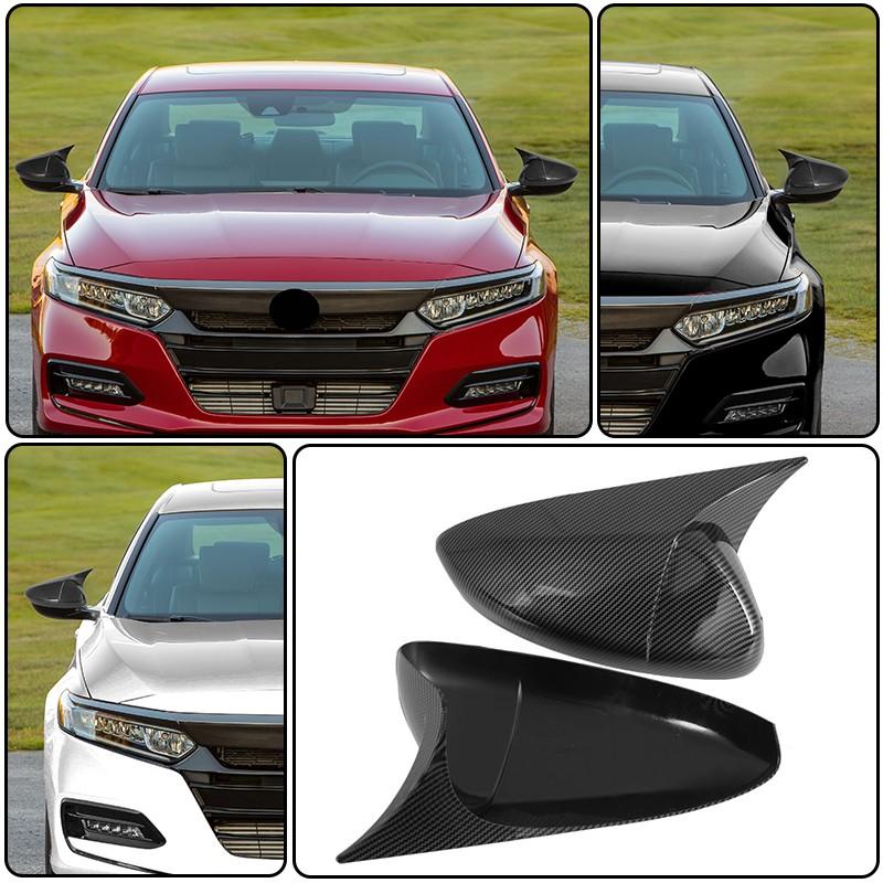 Side OX Style Mirror Cover Caps For 2018-22 Honda Accord 10th Carbon Fiber Black