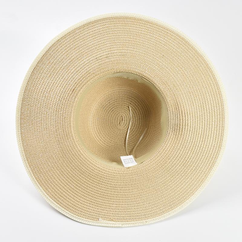 Cappello Estivo a Tesa Larga per Donna 12cm Tesa Larga Sovradimensionato Cappello di Paglia da Spiaggia Ragazze Viaggio al Mare Pieghevole Cappellino con Protezione UV