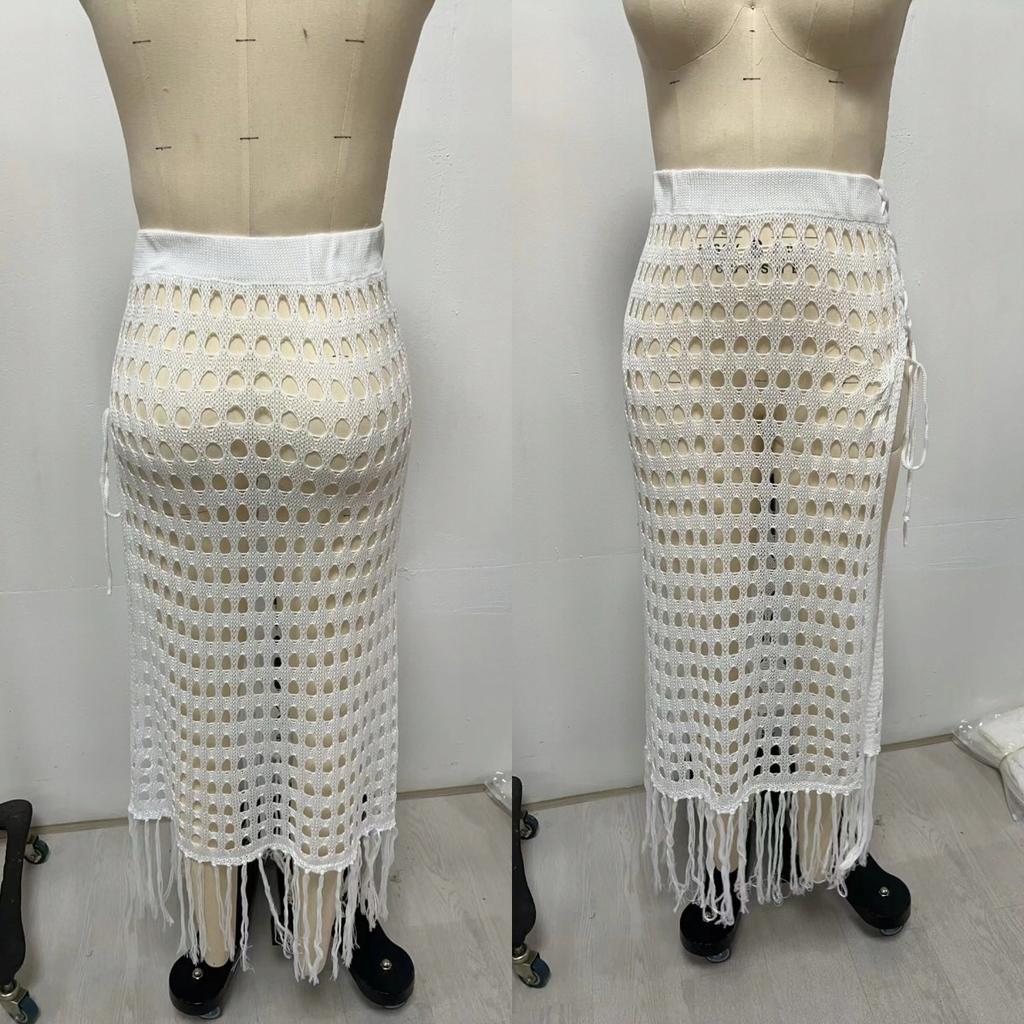 Beach Pareo Flowing Loose Skirt White Beach Scarf For Summer