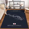 Suzuka Circuit Kartenmotiv Teppich Rutschfester Teppich geeignet für Wohnzimmer- und Schlafzimmer-Sofas.