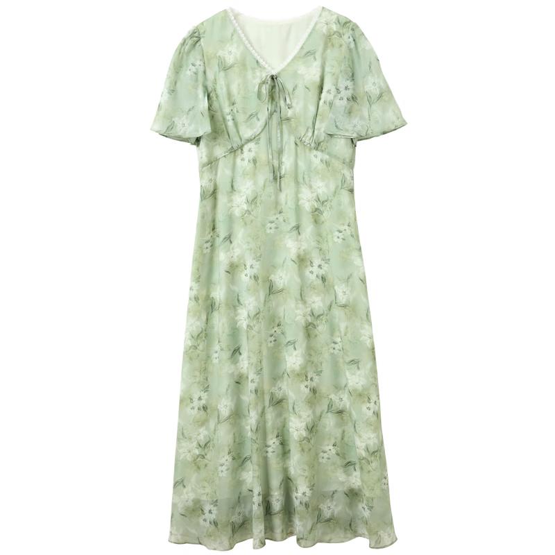 Sancai Plus Size French Floral V-Neck Maxi Dress XXL