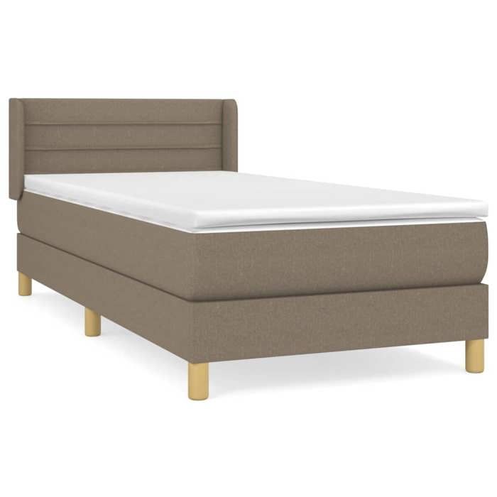 3130333 vidaXL Lit à sommier tapissier avec matelas Taupe 100x200 cm Tissu