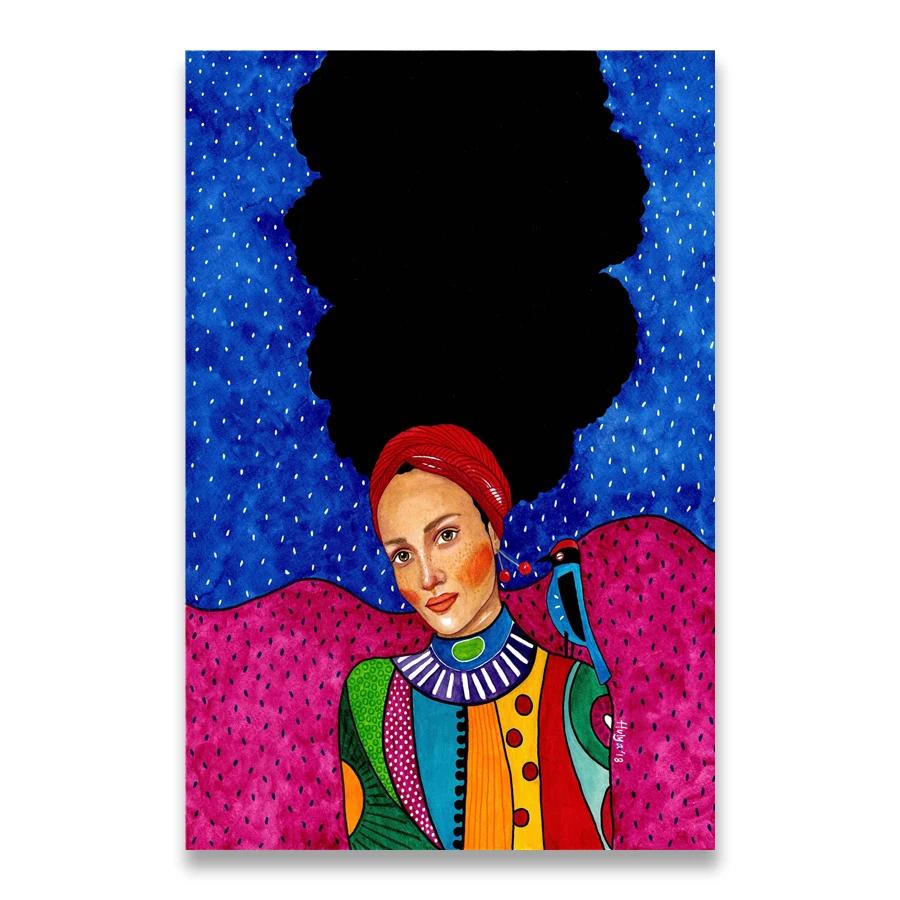 Vintage Abstract Girl Long Hair Flower Women Wall Art Canvas Painting Fashion Poster Wall Pictures For Living Room Home Decor