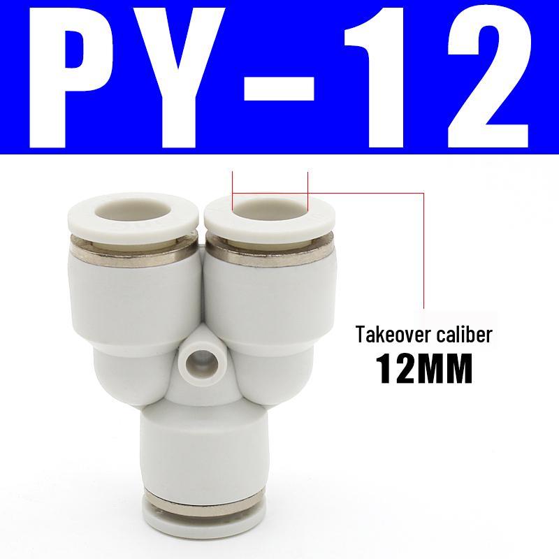 PU Pneumatic Quick Connect Air Hose Fittings, Straight & Three-Way, Sizes: 4/6/8/10/12/16mm