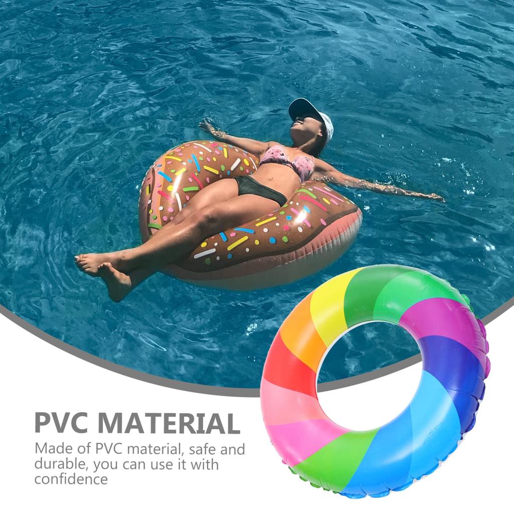 TOYMYTOY Rainbow Inflatable Swim Ring, 26-inch, PVC, Portable Swim Ring for Outdoor Pools, Summer Water Play Toy, Perfect for Family and Friends