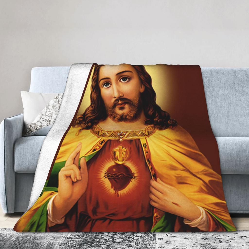 Our Lady of Guadalupe Mexican Virgin Mary Blanket Cover Flannel Christian Catholic Warm Throw Blankets for Bedroom Sofa Bed Rug