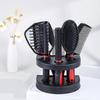 Professional Hair Styling Brush Set, 6 Piece Hairdressing Comb Kit with Round Vented Wide-Tooth Brushes and Storage Stand Less