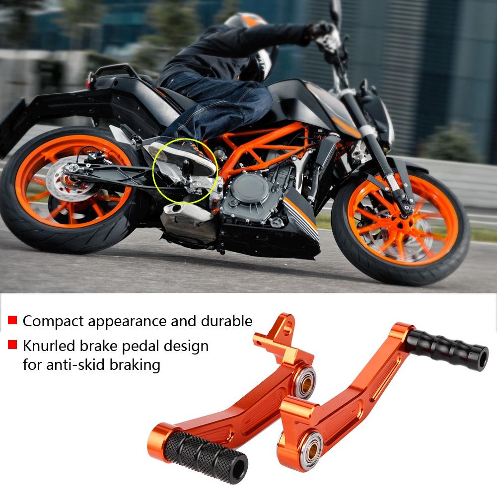 2 Piece Orange Aluminum CNC Brake Pedal - Compact and Knurled Brake Pedal Design - Made of High Quality Aluminum - Lightweight and